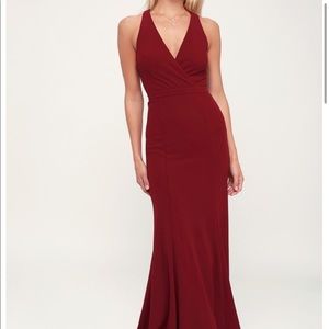 Lulus Always Be in Love maxi dress - wine color